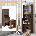 thumbnail image 2 of Mid-Century Modern Walnut Cabinet, Cat Scratcher & Bed Combo, Multi-Use Storage with LED Lights, Extendable Table, Pet Friendly Furniture for Cat Lovers, 2 of 9