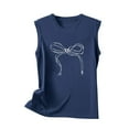 thumbnail image 3 of fatyb Women's Casual Tank Tops Bow Print Sleeveless Graphic Tee Crew Neck Loose Summer Comfy Tshirts, 3 of 4