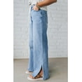 thumbnail image 3 of Women's Myosotis Blue High Rise Drawstring Casual Jeans with Slit Leg - [ZhiHiMeRi] | 12, 3 of 11
