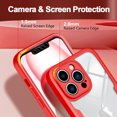 thumbnail image 3 of Casetego for iPhone 13 Pro Case,[Non-Yellowing] Transparent 360° Full Body Rugged Slim Shockproof Bumper with Built-in Screen Protector Case for iPhone 13 Pro 6.1 inch,Red, 3 of 7