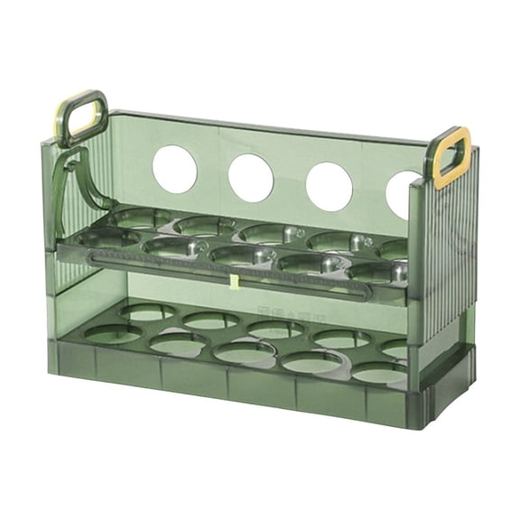 Egg Holder for Refrigerator Egg Storage Contner Food Grade Plastic Egg Tray Refrigerator Organizer Kitchen Storage Box Double Layer Holds 20 Eggs Stackable Fridge Organizer Green