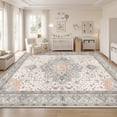 thumbnail image 2 of Janvonne Bohemian 7'x10' Grey-brown Area Rug, Washable Non-Slip Boho Carpet, Vintage Distressed Oriental Rug for Living Room Bedroom, 2 of 5