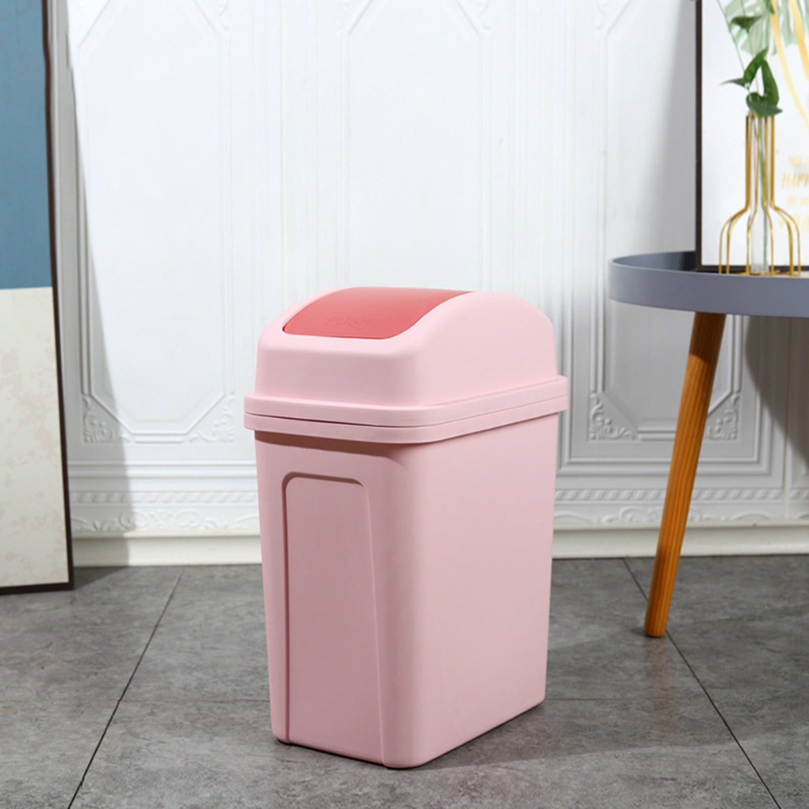 Clearance! Home Decor Larger Kitchen Can Swing Top Garbage Buckets Creative Covered Kitchen Living Room Can Flip Sundries to Store Buckets Pink,39x29x19cm