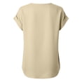 thumbnail image 6 of Daiosportswear Summer Women'S V-Neck Loose Solid Color Pullover Wrap Top Shirt,Linen Top Beige-A L(L), 6 of 7