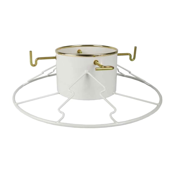 Yard Butler Santa's Helper Christmas Tree Stand - For Trees from 6 to 11 Feet Tall - Tree Stand's for Live Trees, Heavy Duty Stand with Included Metal Skirt - White