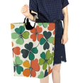 thumbnail image 4 of Yayeee Freestanding Laundry Hamper with Handle Collapsible Large Storage Basket for Clothes, White Clover Pattern, 4 of 7
