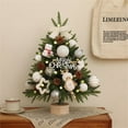 thumbnail image 2 of Arbre de Noël Artificiel Pré-Éclairé avec Ornements, Pommes de Pin, Nœuds Rouges, Lumières LED, Décoration Joyeux Noël pour Maison Bureau, 2 of 4