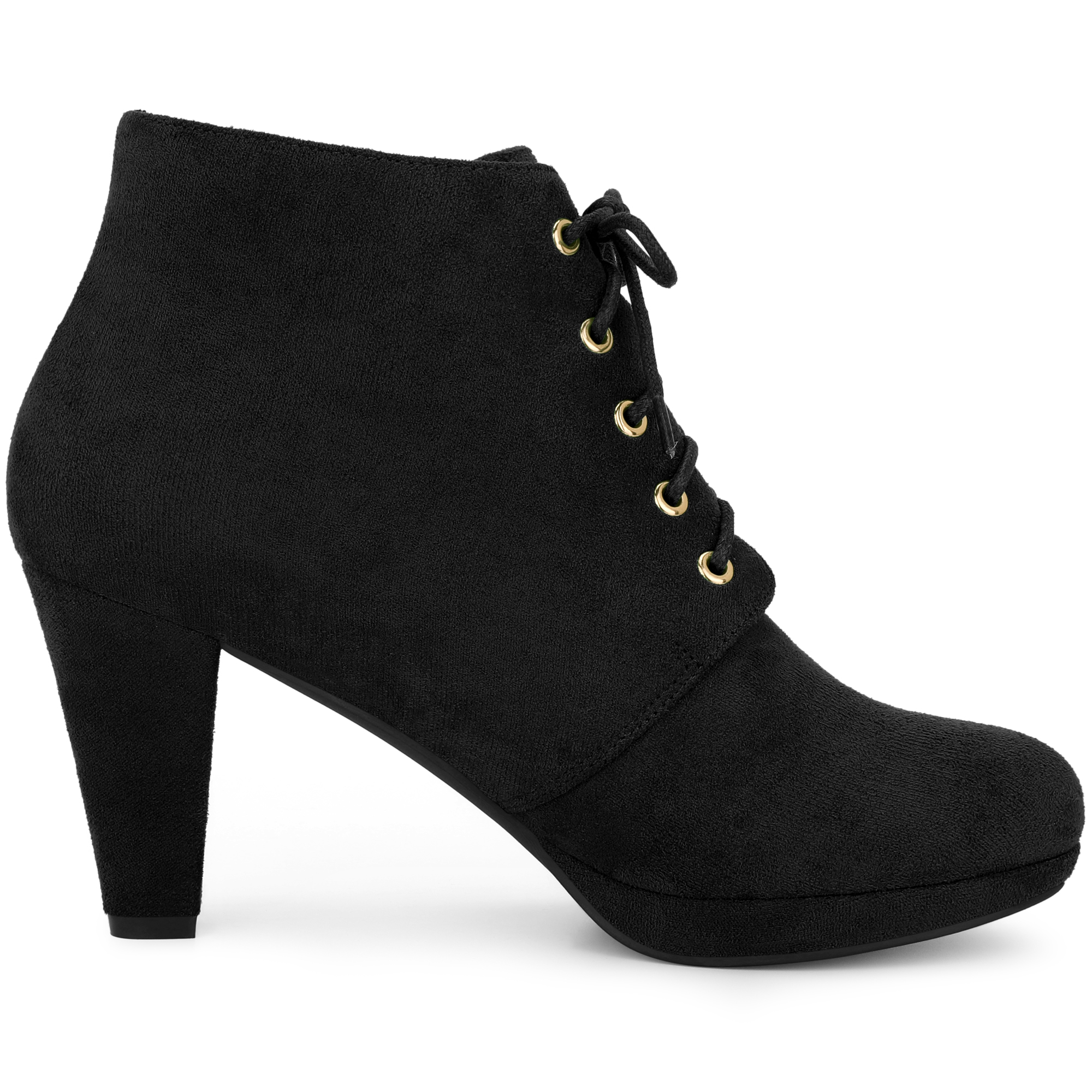 DARING DIVA Lace Up Platform Block Heels Ankle Boots Black 9