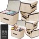 thumbnail image 1 of 6pcs Cajas de Almacenamiento, Cajas Organizadoras para Clósets con Tapa y Asa, Organizador de Ropa de Tela Plegables, para Ropa Juguetes Libros, Adecuado para Salón, Armario, Oficina (Beige), 1 of 4