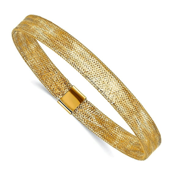 7mm 14k Gold Polished Stretch Bangle Cuff Bracelet for Women - 1.6 Grams