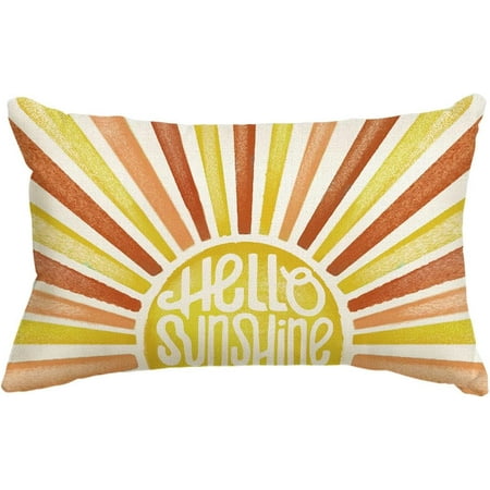 

Hello Sunshine Summer Throw Pillow Cover 16x16 Yellow Red Cushion Case Decoration for Sofa Couch
