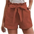 thumbnail image 2 of OKBOP Women Plus Shorts Clearance Under $10 Orange Activewear Active Fit Elastic Waist Wide-Leg Shorts, 2 of 6