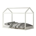 thumbnail image 4 of Castle Place Contemporary Wooden Canopy House Kid Twin Bed, Antique White, 4 of 8