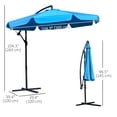 thumbnail image 3 of Outsunny Parasol Déporté Suspendu de Patio 9 Pi avec Inclinaison Facile, Base en Croix et 8 Baleines pour Cour Arrière, Bord de Piscine, Pelouse et Jardin, Bleu, 3 of 9