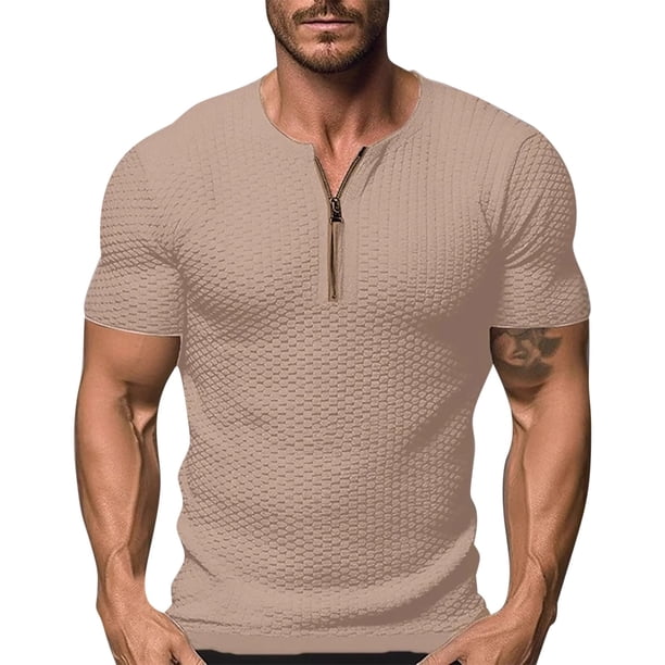 pstuiky camisetas de hombre, Camisa de verano para hombre, playera, de manga corta, informal, de color liso, con botones, manga corta y cuello en V. ropa de hombre xl
