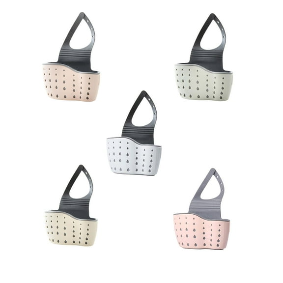 Double Hanging Kitchen Sponge Holder - Adjustable Faucet Mount Drain Rack with Suction Cup, Soap & Sponge Organizer for Sink (1-PC Random Color)