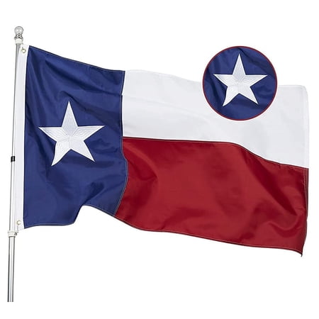TOPFLAGS State Of Texas TX Flag 4x6 Feet Embroidered Star Sewn Stripes Heavyweight 210D Oxford Nylon Flags Vivid Color Heavy Duty Header Brass Grommets 4 Rows Hemming Texas TX Flag