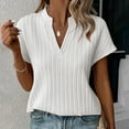thumbnail image 2 of yillto Womens Short Sleeve Tops V Neck Elegant Dressy Blouse Pleated Fashion Work Office Shirts, 2 of 5