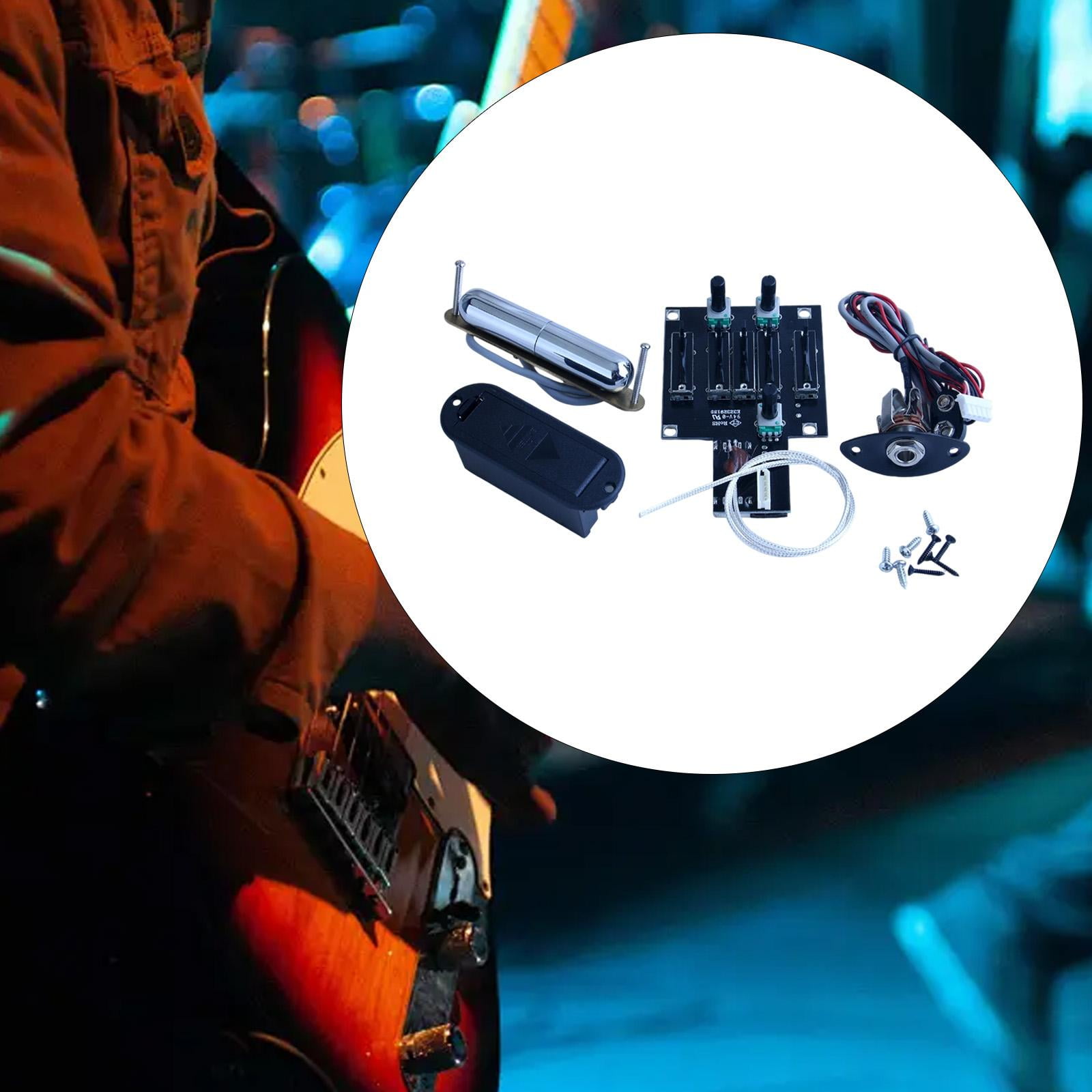 Guitar Pickup Piezo Preamp Amplifier 4 Band EQ Easy Installation for Acoustic and Electric Guitar Players