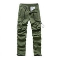 thumbnail image 2 of Jinhomg Mens Outdoor Cargo Pants Big and Tall Comfy Elastic Drawstring Waist Work Pants Heavyweight Full Length Hiking Pants with Multi Pockets Todays Army Green L, 2 of 9