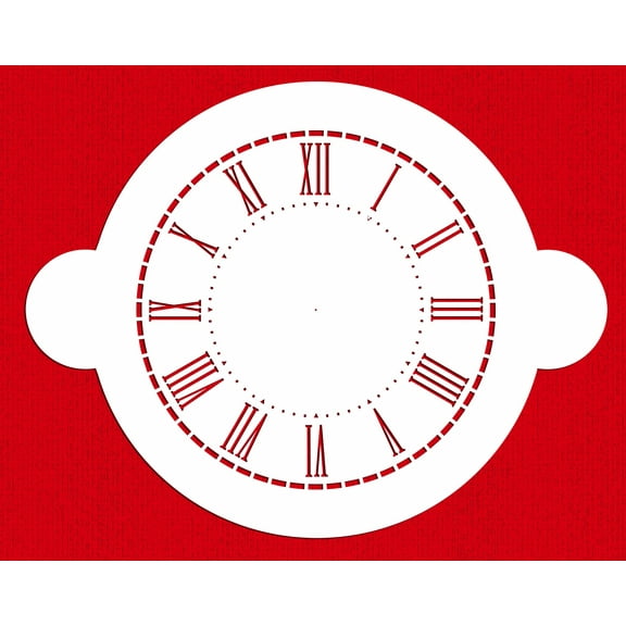 Designer Stencils C289 8.5 Inch Clock Cake Stencil, Beige/semi-transparent