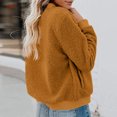 thumbnail image 4 of Women's Fashion Warm Shearling Zip Up Solid Jacket Khaki Yellow M, 4 of 7