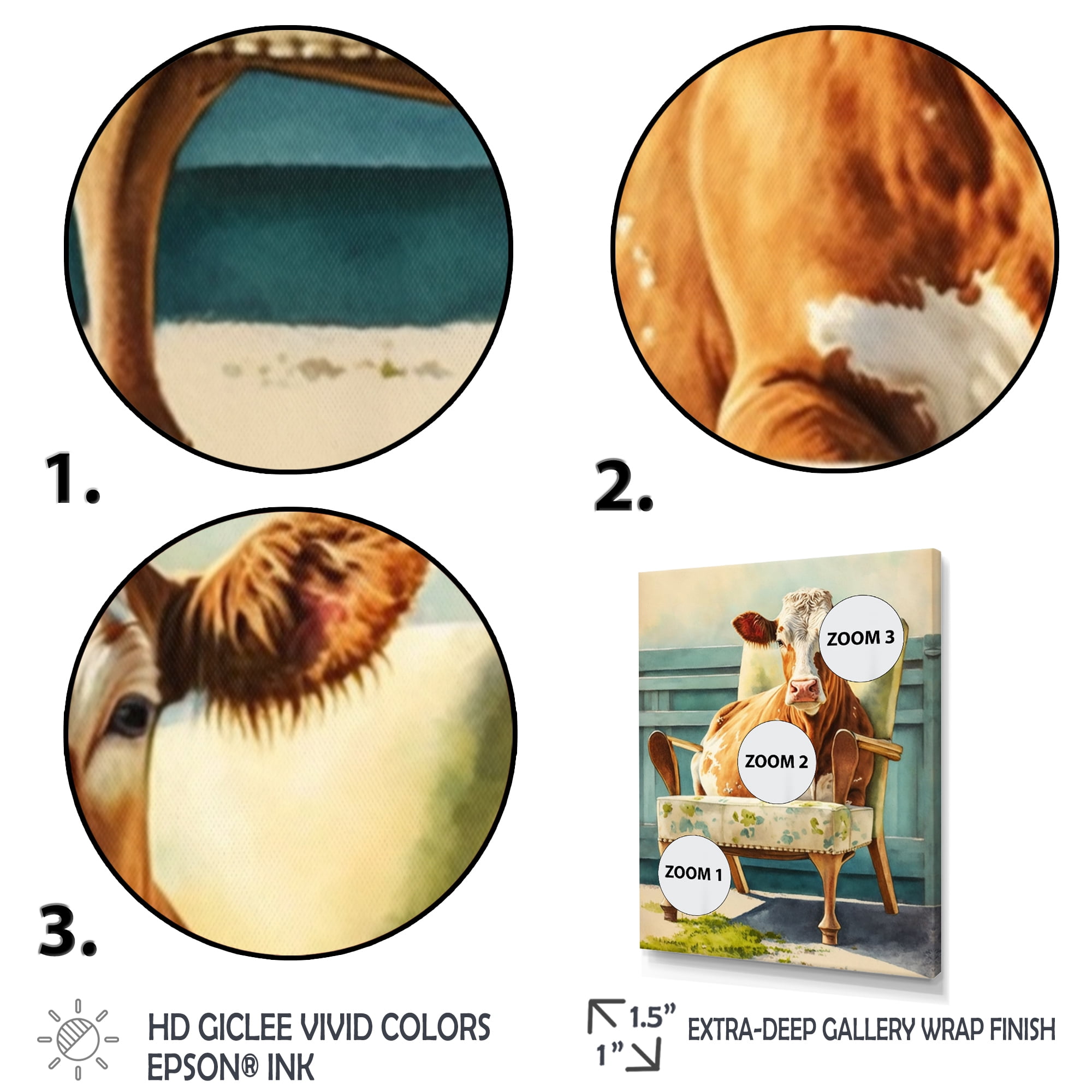 Designart Cow On A Chair II Canvas Wall Art