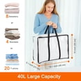 thumbnail image 2 of Vieshful Paquete de 3 bolsas de almacenamiento transparentes para edredón, bolsa de almacenamiento de ropa de 40 litros con organizador de armario con cremallera, contenedores de almacenamiento de plá, 2 of 5
