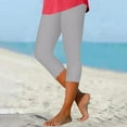 thumbnail image 3 of Capri Leggings for Women Spring Summer Elastic High Waist Slim Fit Wave Hem Workout Yoga Pants Capris, 3 of 6