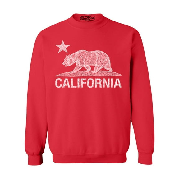 Shop4Ever Men's California Vintage Bear Crewneck Sweatshirt XX-Large Red