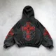 thumbnail image 4 of Sudadera con capucha de gran tamaño con estampado de corazón rojo retro de High Street para hombres y mujeres, camiseta gótica Y2K Harajuku Hip-hop 2024, 4 of 5