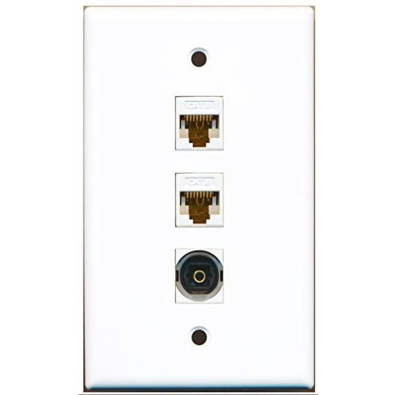 RiteAV - 1 Port Toslink 2 Port Cat6 Ethernet White Wall Plate