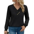 thumbnail image 3 of Fantaslook V Neck Blouses for Women Dressy Casual Tops Button Long Sleeve Shirts Trendy Fall Tops, 3 of 7