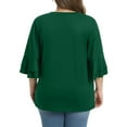 thumbnail image 2 of Gleelist Womens Plus Size Tops 3/4 Ruffle Layered Sleeve V Neck Pleated Tee Shirts Basic Loose Fit Soft Summer Tunic Blouse 1X-5X, 2 of 6