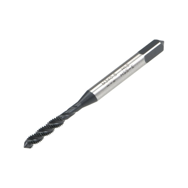 Unique Bargains M3 x 0.5 Spiral Flute Thread Tap, Metric Machine Threading Tap HSS Nitriding Coated, Round Shank with Square End