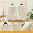 thumbnail image 5 of HAJWOH Women's Fuzzy Fleece Vest Oversized Sherpa Button Down Jacket Fall Fashion Warm Sleeveless Cardigan Outerwear, 5 of 5