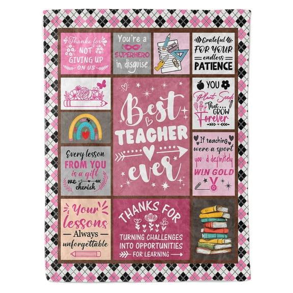 Funnil Teacher Throw Blanket Gifts Teacher Appreciation Gifts for Women Men,Best Teacher Birthday Gifts,Teacher's Day,Graduation Gifts,Thank You Teacher Gifts from Students 50x60" Pink