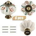 thumbnail image 2 of Ivory Pumpkin Knobs 6 Pack Ceramic Cabinet Knobs Vintage Drawer Pulls - Antique Dresser Pulls with Screws - Flowers & Aloe Vera, 2 of 7