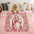 thumbnail image 2 of Virgin Mary Blanket,Pink Mary Floral Blanket,Christian Mother of God Rose Decor Throw Blankets,Soft Cozy Fuzzy Plush Fleece,Healing Catholic Blankets for Mom,Grandma,Birthday and Valentines Day, 2 of 9