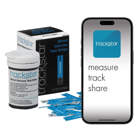trackstar Blood Glucose Test Strips | 50-Count | Measure, Track, and Share Results