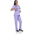 thumbnail image 4 of Scrub Set Top and Pants with 4 Pockets Stretch Fabric Lightweight Nurse Uniform Set for Home Attendant, 4 of 4