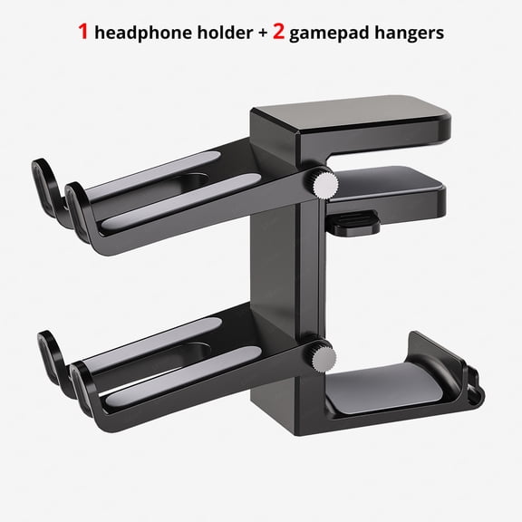 2-in-1 Headphone and Controller Stand Clamp-On Desk Holder with 360° Rotating Hook for Gaming Accessories