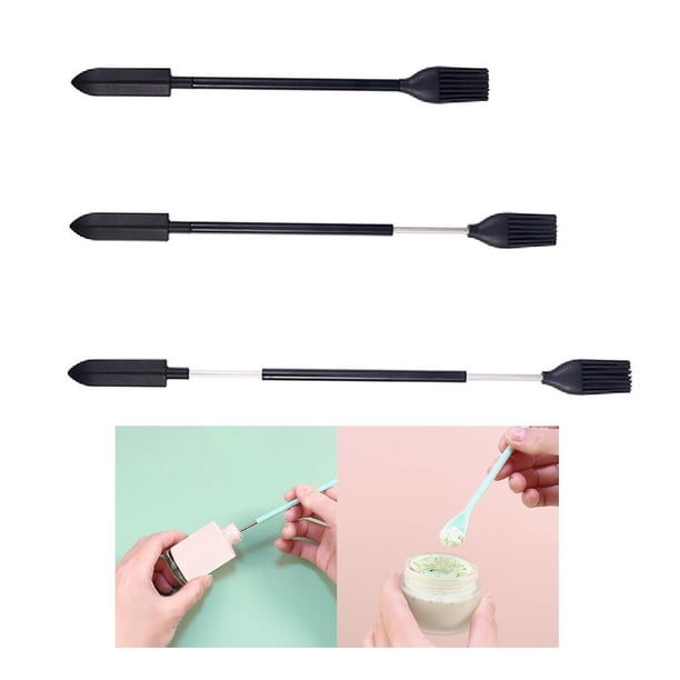 Mini Espátulas de Maquillaje Salvador Doble Punta Juego de Silicona Negro