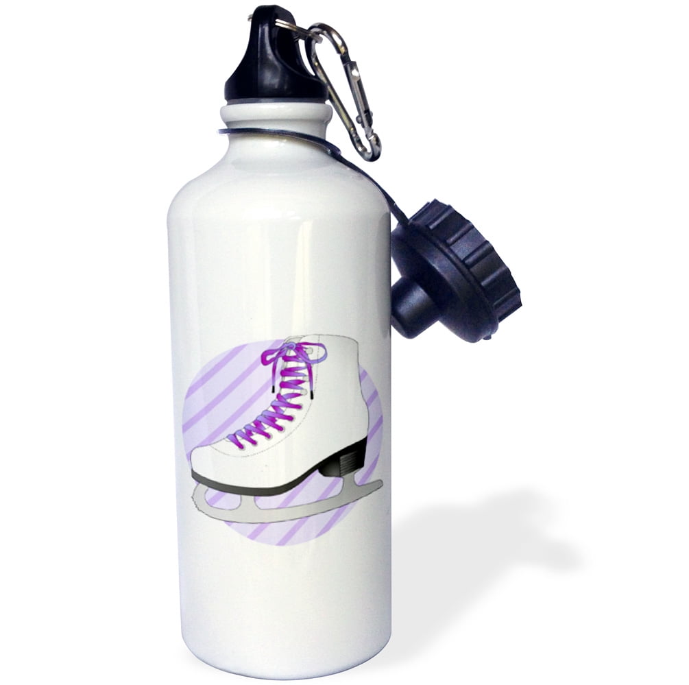 3dRose Figure Skating Gifts Purple Ice Skate on Stripes, Sports Water Bottle, 21oz by 3dRose