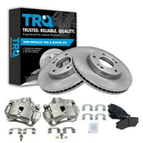 TRQ Front Brake Pad & Rotor Kit Brake Caliper Brake Pads Brake Rotor Semi-Metallic Vented Fits Select 2006-2010 Hyundai Sonata Kia Optima