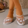 thumbnail image 5 of PMVFHDE Embroidered Mesh Slippers Women Boxy Mule Flat On Shoes Indoor Comfort Breathable Casual Sandals White - 7, 5 of 8
