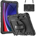 thumbnail image 5 of 3 Layer Case for Samsung Galaxy Tab S9 11" 2023/S9 FE 10.9" 2023, for Kids Heavy Duty Protective Case with Screen Protector & Stylus Holder & 360 Rotating Stand Hand/Shoulder Strap, Black, 5 of 10
