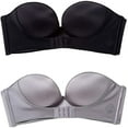 thumbnail image 1 of Paquete de 2 sujetadores de realce sin tirantes antideslizantes sin aros invisibles con hebilla en la parte delantera/trasera con forma de mano para mujer Xemadio WMZL-958-8, 1 of 7