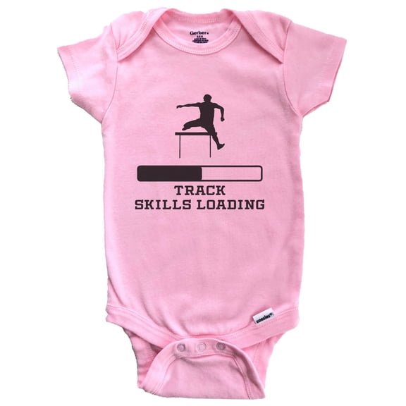 Track Skills Loading Funny Sports Humor Baby Bodysuit (Pink), 0-3 Months