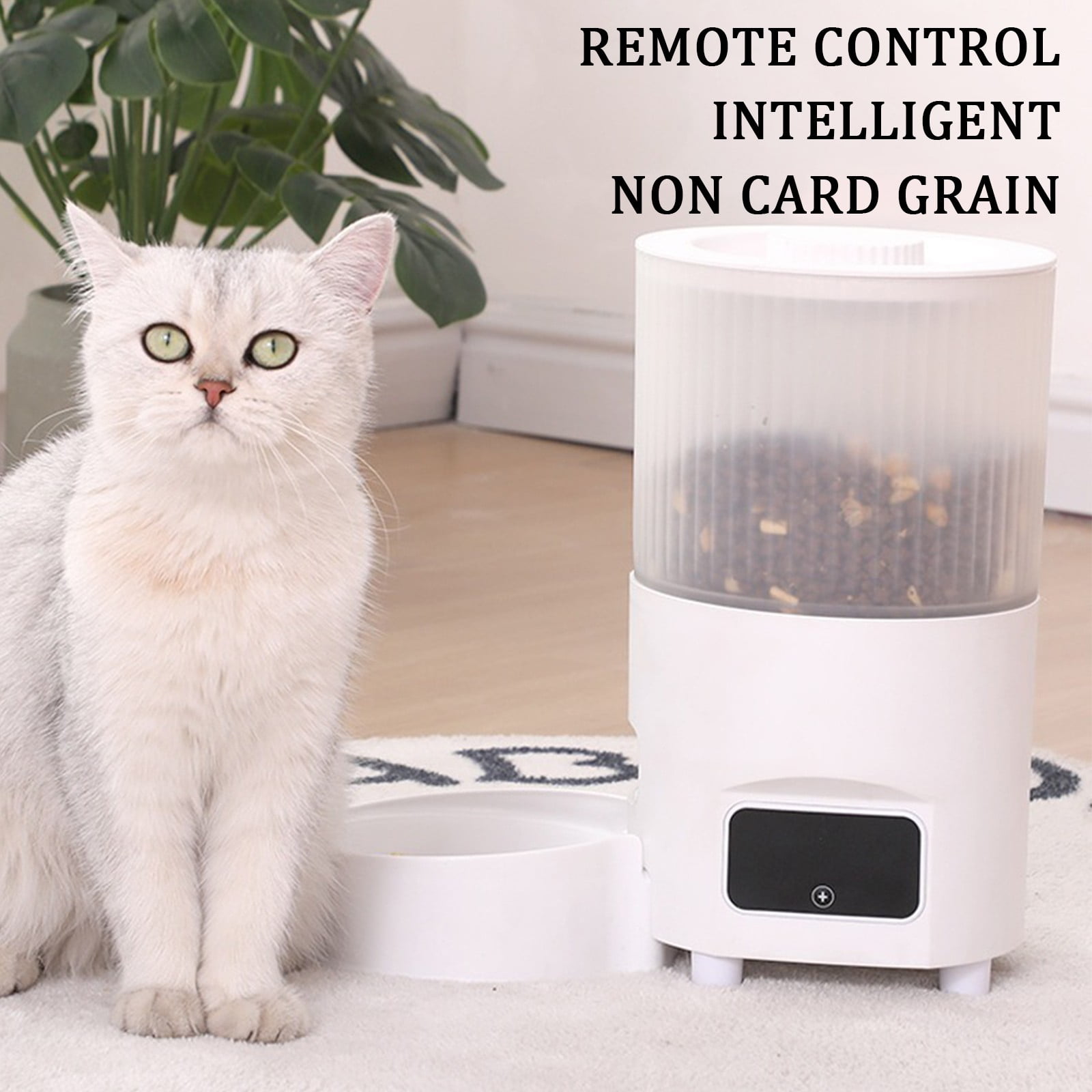 Automatic Cat Feeder and Dog Feeder with Wifi App Controlled Timed Smart Pet Food Dispenser for Scheduled Feeding and for Cat Food Bowl，Plain